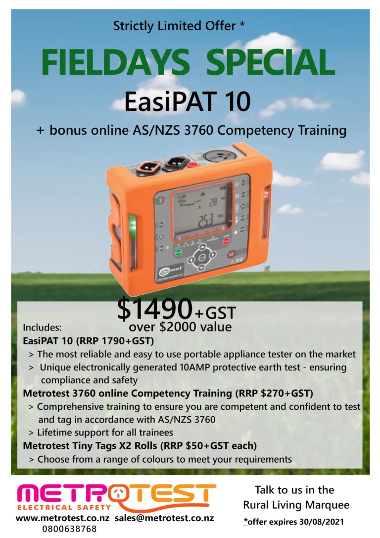 Fieldays Special – EasiPAT 10 + AS/NZS 3760